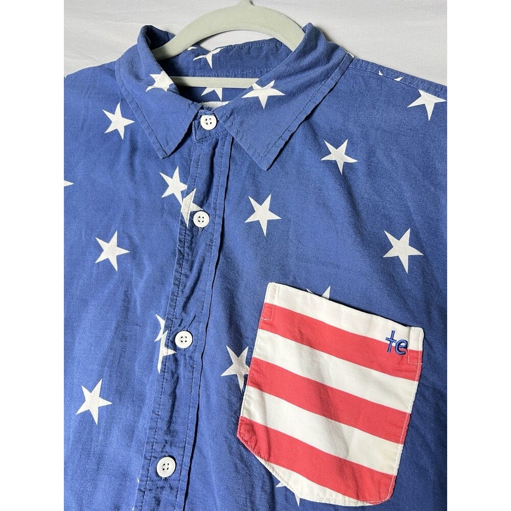 Tipsy Elves American Flag Button Down Shirt Patriotic USA Stars Stripes Men's M
